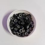 AKCIÓS! Fekete szilikonos mikrógyűrű 100db/5mm FEHÉR SZILIKONNAL (1#)