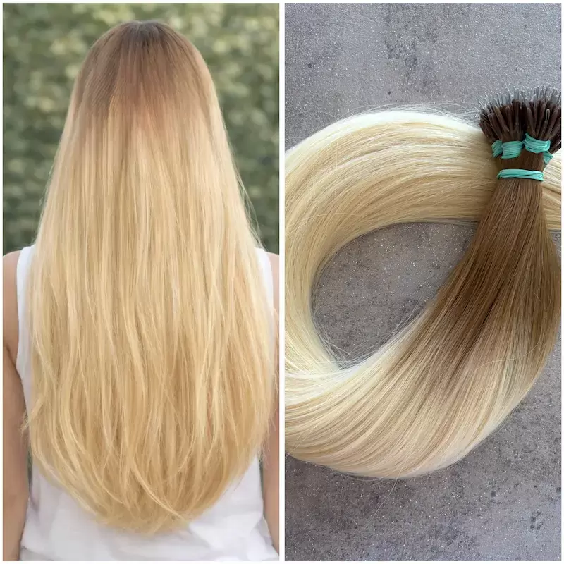 Nano gyűrűre tincsezett ombre 40cm 100% eredeti emberi haj/ 10gr