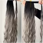 Ombre fekete-hamvas vasalható I. osztályú, hullámos 55cm szintetikus copf (7)