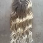 8-as hamvas barna-szőke ombre I. osztályú szintetikus csatos pepi / félparóka