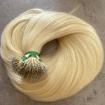 Nano gyűrűre tincsezett platina szőke 40-43cm 100% eredeti emberi haj/ 10gr