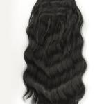 Fekete vasalható csatos, enyhén hullámos szintetikus haj 50cm (1)