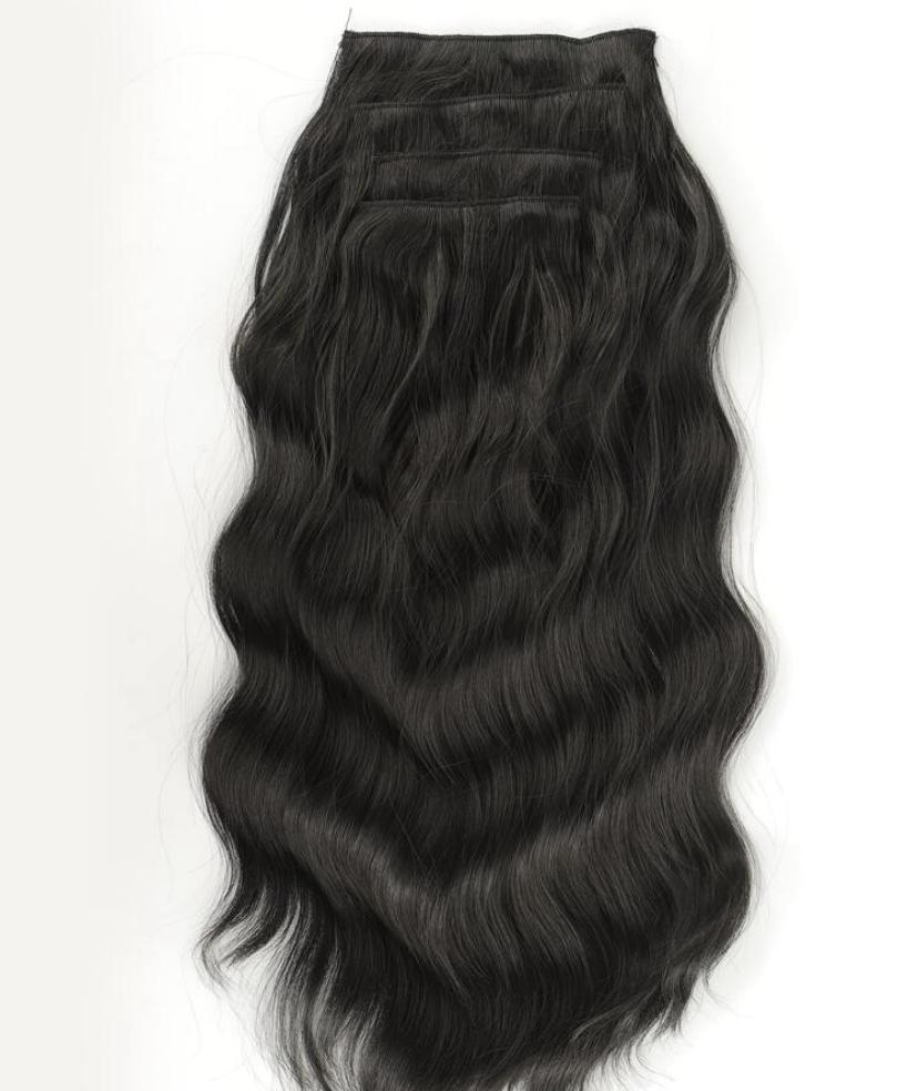 Fekete vasalható csatos, enyhén hullámos szintetikus haj 55-60cm (2)