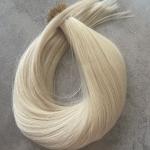 Nano gyűrűre tincsezett hamvas bézsre festett szőke 55cm 100% eredeti emberi haj/ 10gr