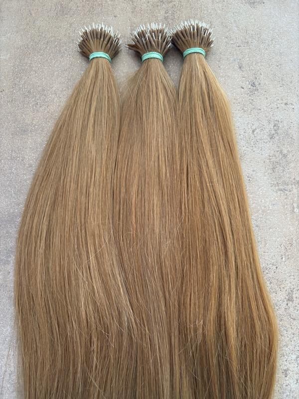 Nano gyűrűre tincsezett sötétszőke 50-55cm 100% eredeti emberi haj/ 10gr