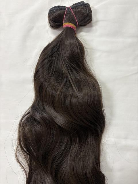 Sötétbarna, hullámos vasalható I. osztályú csatos, szintetikus haj 60cm (3)