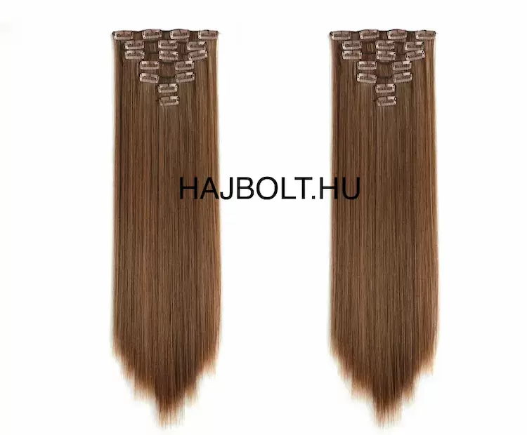 Gesztenye barna 100% emberi hajból készült csatos haj kb. 105-110 gr 40 cm