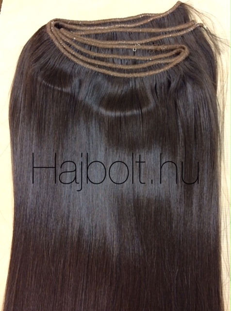 Tresszelt sötétbarna vékonyszálú 70cm natúr 100% eredeti haj/ 10 gr