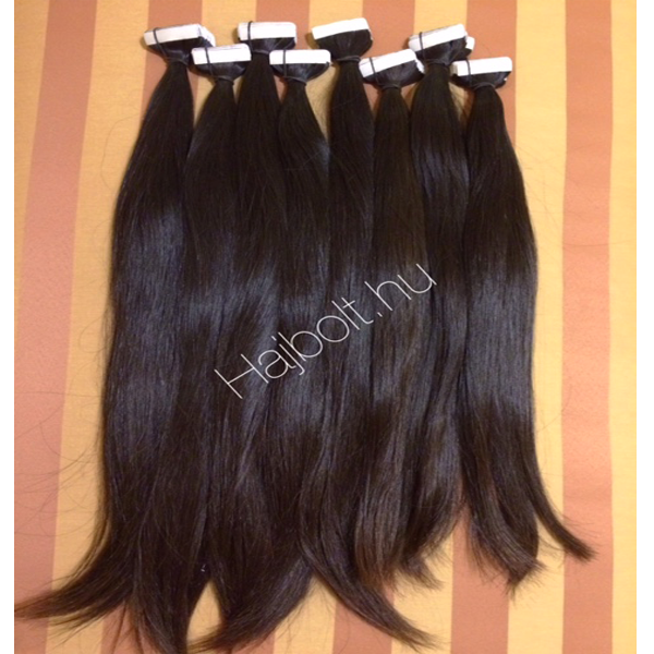 Natúr barna tape-in vékonyabb szálú (ragasztócsíkos) eredeti haj 50 cm/ 1 pár (2db)