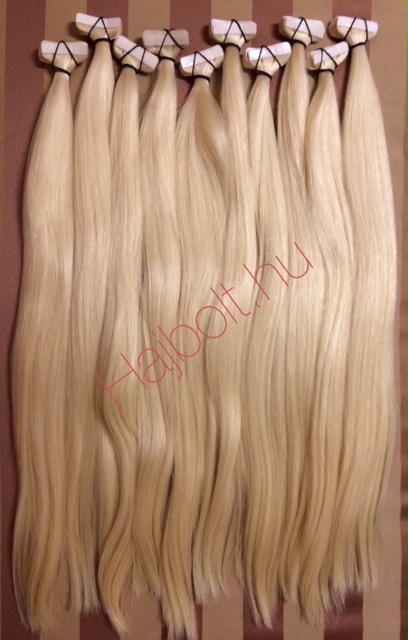 Platina szőke tape-in (ragasztócsíkos) eredeti haj 40-45 cm/ 1 pár (2db)