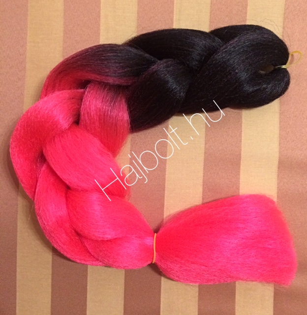 Szintetikus póthaj ombre fekete-pink 100gr/60cm