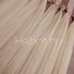 Enyhén hamvas platina szőke tincses 50-53cm 100% eredeti emberi haj/ 10gr
