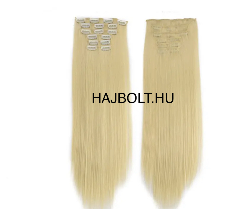 Platina szőke 100% emberi hajból készült csatos haj kb. 105-110 gr 40-45 cm