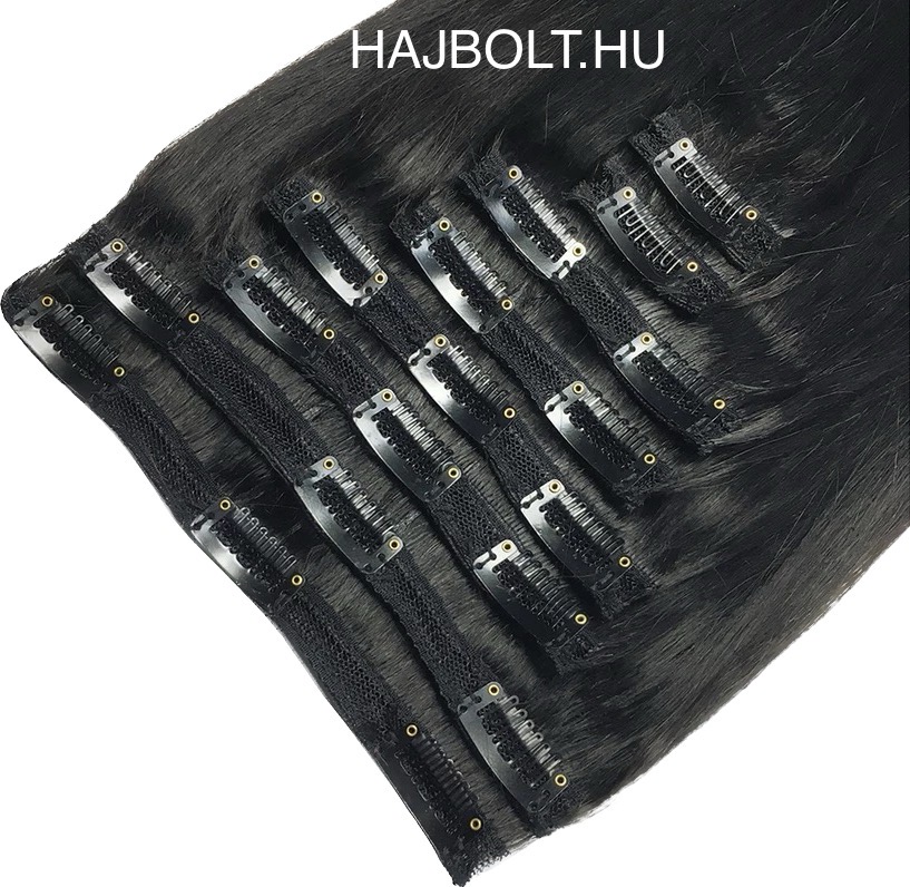 Natúr barna 100% emberi hajból készült csatos haj kb. 105-110 gr 50cm