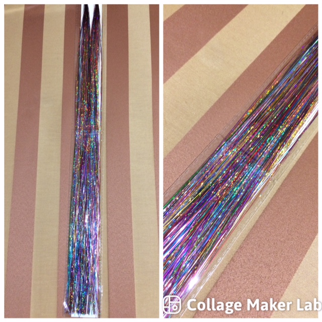 Glitter szál hajba, vegyes színű dísz hajfonáshoz
