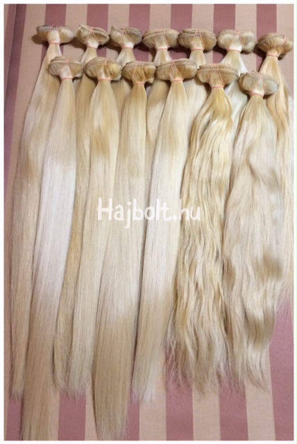 Platina szőke tresszelt 70cm 100% emberi haj/ 10gr