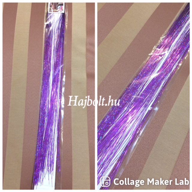 Glitter szál hajba, lila színű dísz hajfonáshoz