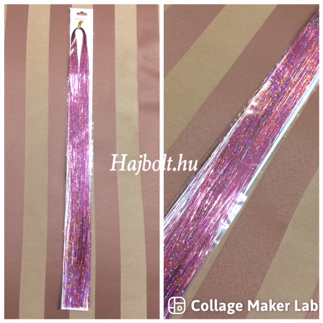 Glitter szál hajba, rózsaszín színű dísz hajfonáshoz