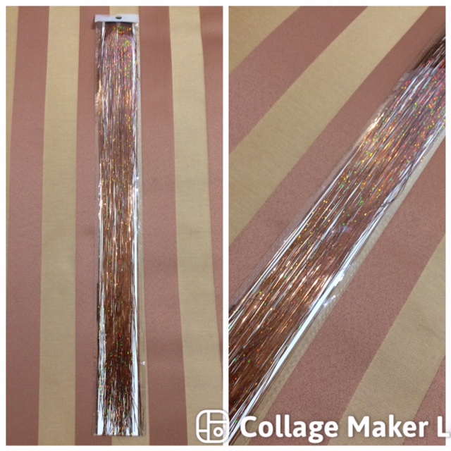 Glitter szál hajba, bronz színű dísz hajfonáshoz