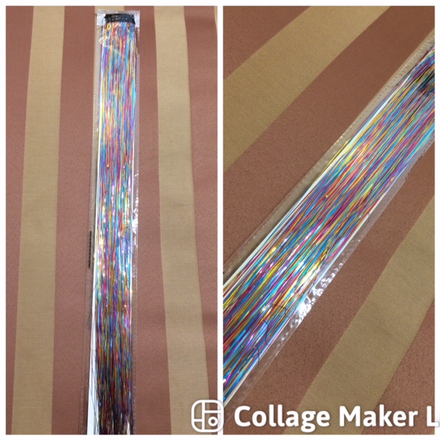 Glitter szál hajba, vegyes színű dísz hajfonáshoz