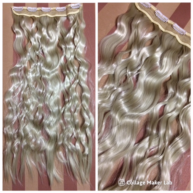 Hamvas szőke, egysoros vasalható csatos szintetikus haj 60cm