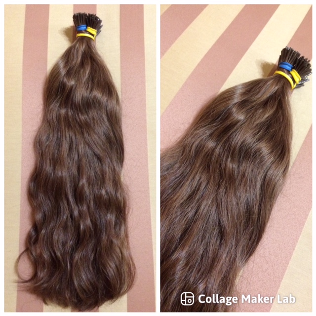 Tincsezett 40-43 cm hullámos festett 7-es barna 100% eredeti emberi haj/10 gr