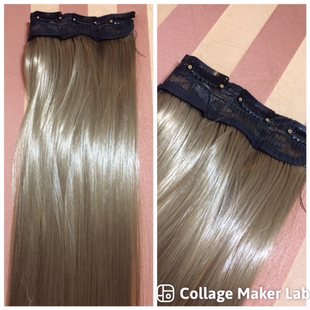 Hamvas középszőke egysoros, egyenes, vasalható csatos szintetikus haj 60cm