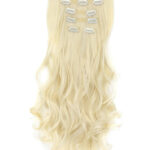 Platinaszőke vasalható I. osztályú csatos, szintetikus haj 50cm (22)