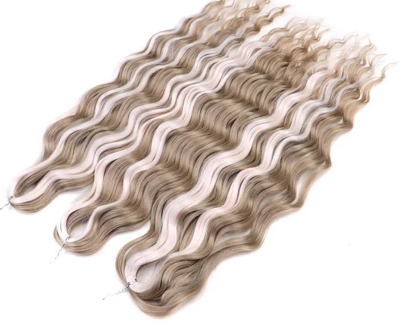 Szintetikus póthaj rózsaszín - szőke hullámos ~100gr