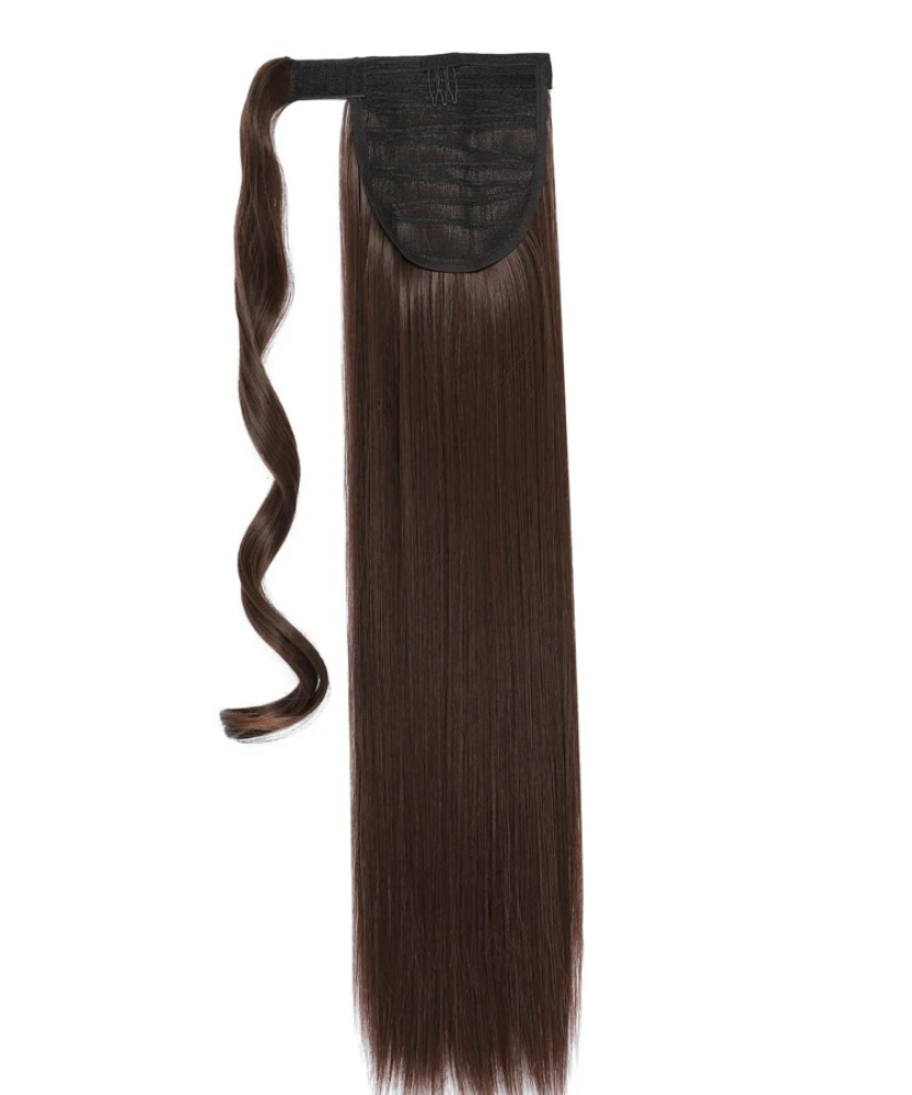 Vöröses csokibarna vasalható I. osztályú, egyenes 80cm szintetikus copf (10)