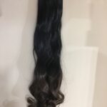 Fekete-sötét csokibarna ombre I. osztályú szintetikus vasalható damilos haj