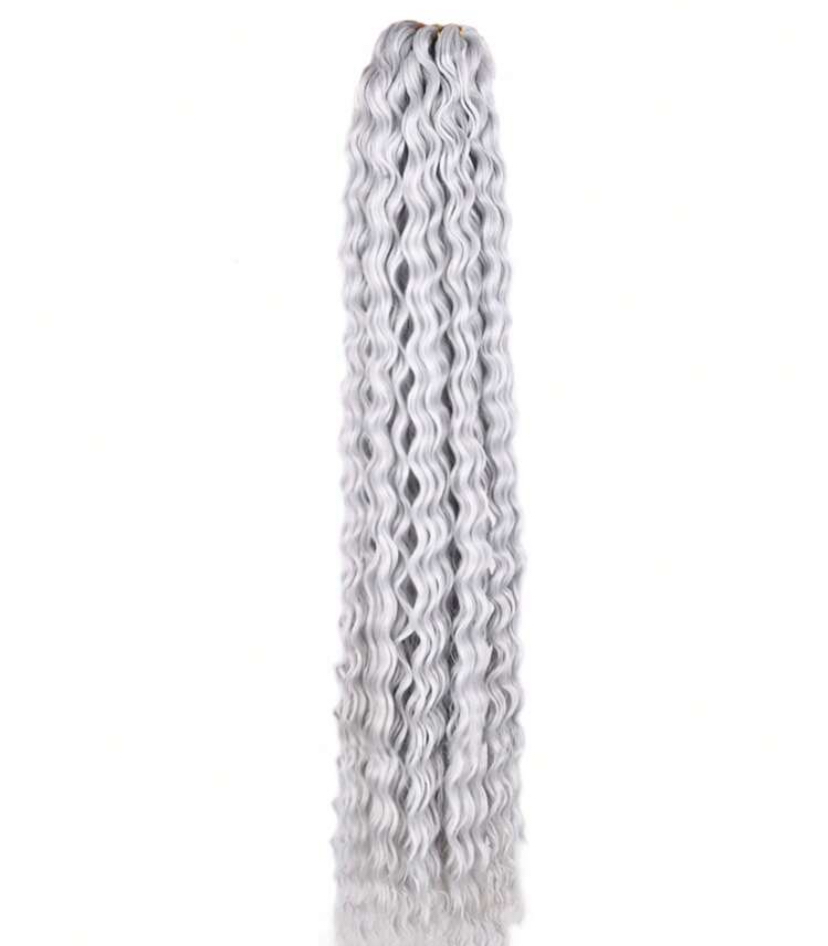 Szintetikus póthaj ezüst hullámos 100-120gr 70cm (10)