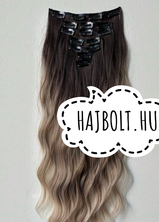 Ombre vasalható I. osztályú csatos, hullámos 55cm szintetikus haj (34)