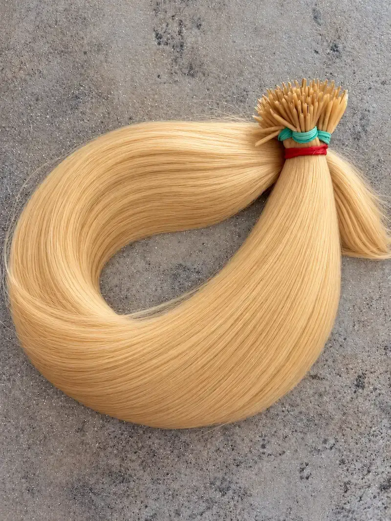 Nano gyűrűre tincsezett mézszőke 70-73cm 100% eredeti emberi haj/ 10gr
