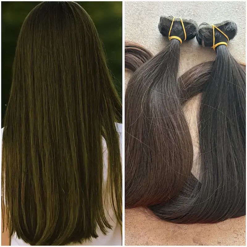 Tresszelt, 4-5 ös sötétbarna vastagszálú 90cm natúr 100% emberi haj/ 10gr