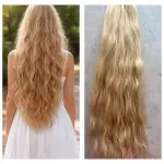 Festett világosszőke tresszelt hullámos 40cm 100% eredeti haj/ 10gr