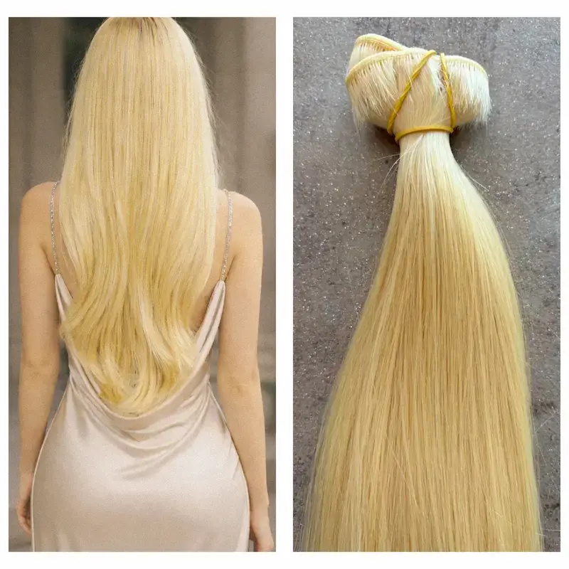 Platina szőke 100% emberi hajból készült csatos haj kb. 110-115gr 45 cm